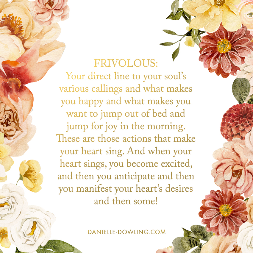 quote image with spiritual definition of the word "frivolous" by Dr. Danielle Dowling