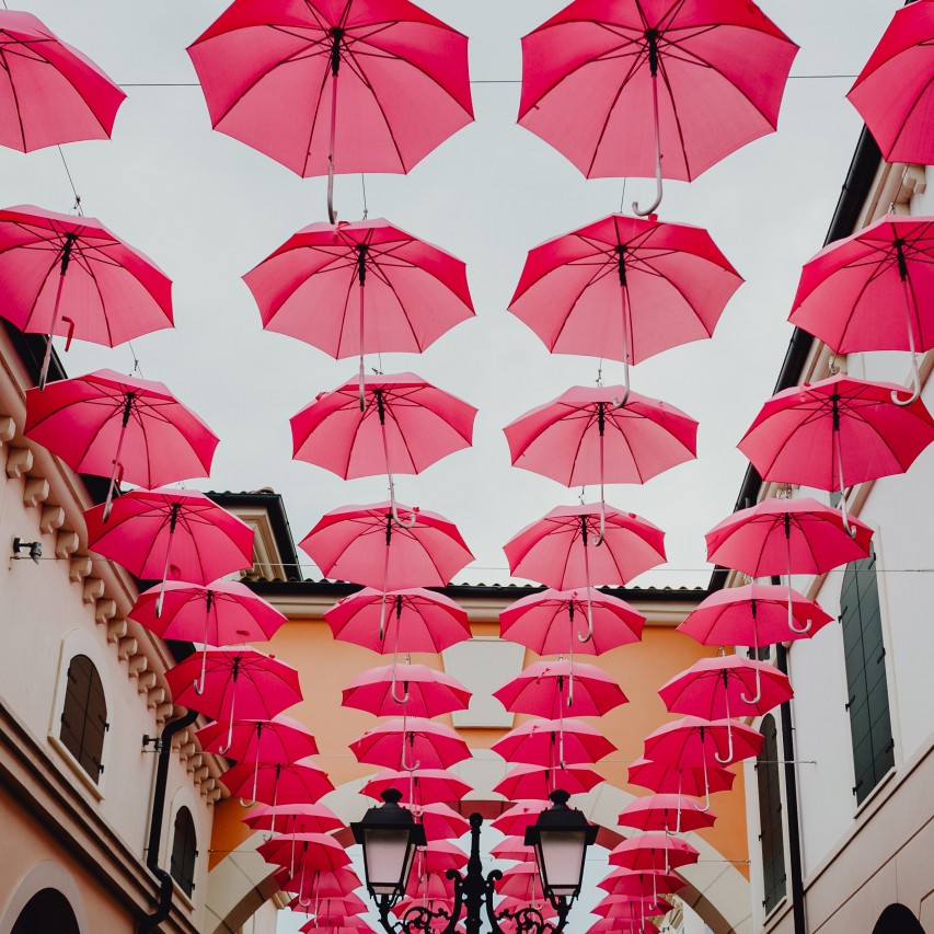 I am a lovely mess and so are you red umbrellas hanging