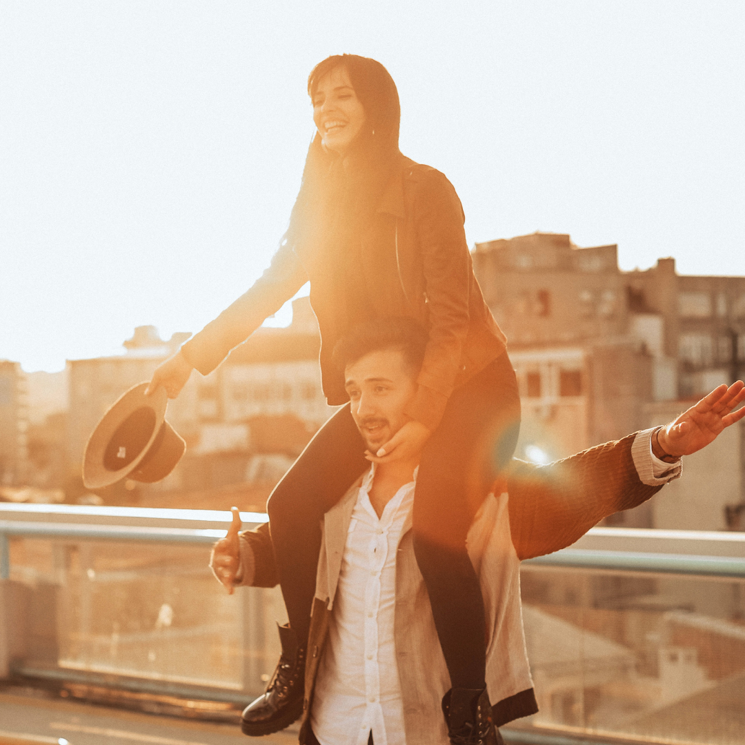 Happy couple during golden hour