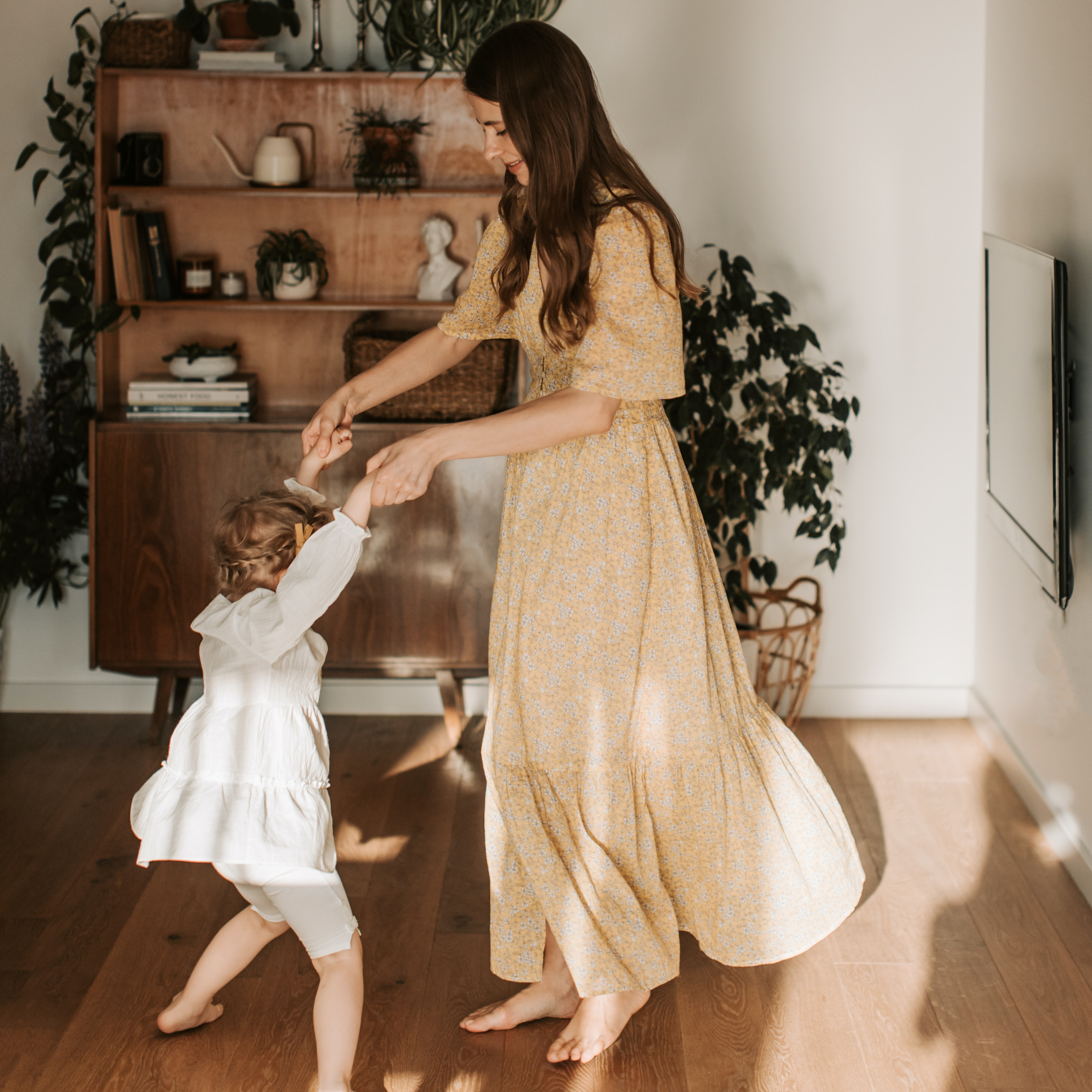 mother and daughter dancing